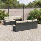 Garten-Sofa-Set mit Kissen mit Kissen 9 pcs Schwarz und Creme