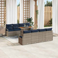 Garten-Sofa-Set mit Kissen 9 pcs Grau und Marineblau