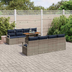 Garten-Sofa-Set mit Kissen 9 pcs Grau und Marineblau
