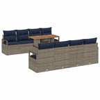 Garten-Sofa-Set mit Kissen 9 pcs Grau und Marineblau