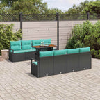 Garten-Sofa-Set mit Kissen 9 pcs Schwarz und Teal