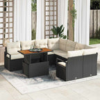 Garten Essgruppe mit Kissen 9 pcs Schwarz und Creme