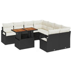 Garten Essgruppe mit Kissen 9 pcs Schwarz und Creme