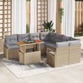 Garten Essgruppe mit Kissen 9 pcs Beige und Grau