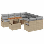 Garten Essgruppe mit Kissen 9 pcs Beige und Grau
