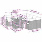 Garten Essgruppe mit Kissen 9 pcs Schwarz und Braun