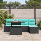 Garten Essgruppe mit Kissen 6 pcs Schwarz und Teal