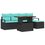 Garten Essgruppe mit Kissen 6 pcs Schwarz und Teal