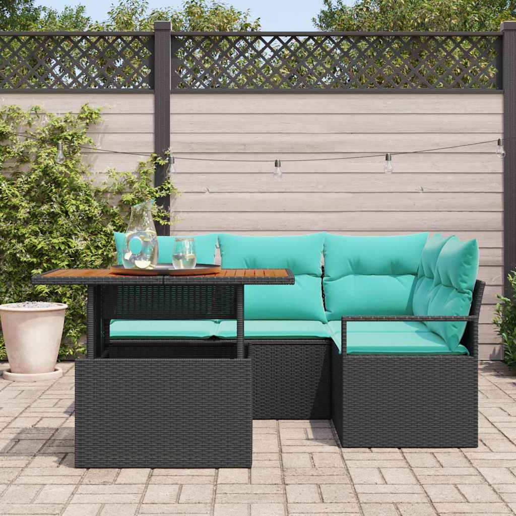 Garten Essgruppe mit Kissen 5 pcs Schwarz und Teal