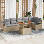 Garten Essgruppe mit Kissen 7 pcs Beige und Grau