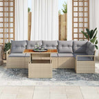Garten Essgruppe mit Kissen 7 pcs Beige und Grau