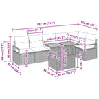 Garten Essgruppe mit Kissen 7 pcs Schwarz und Braun