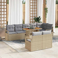 Garten-Sofa-Set mit Kissen mit Kissen 9 pcs Beige und Grau