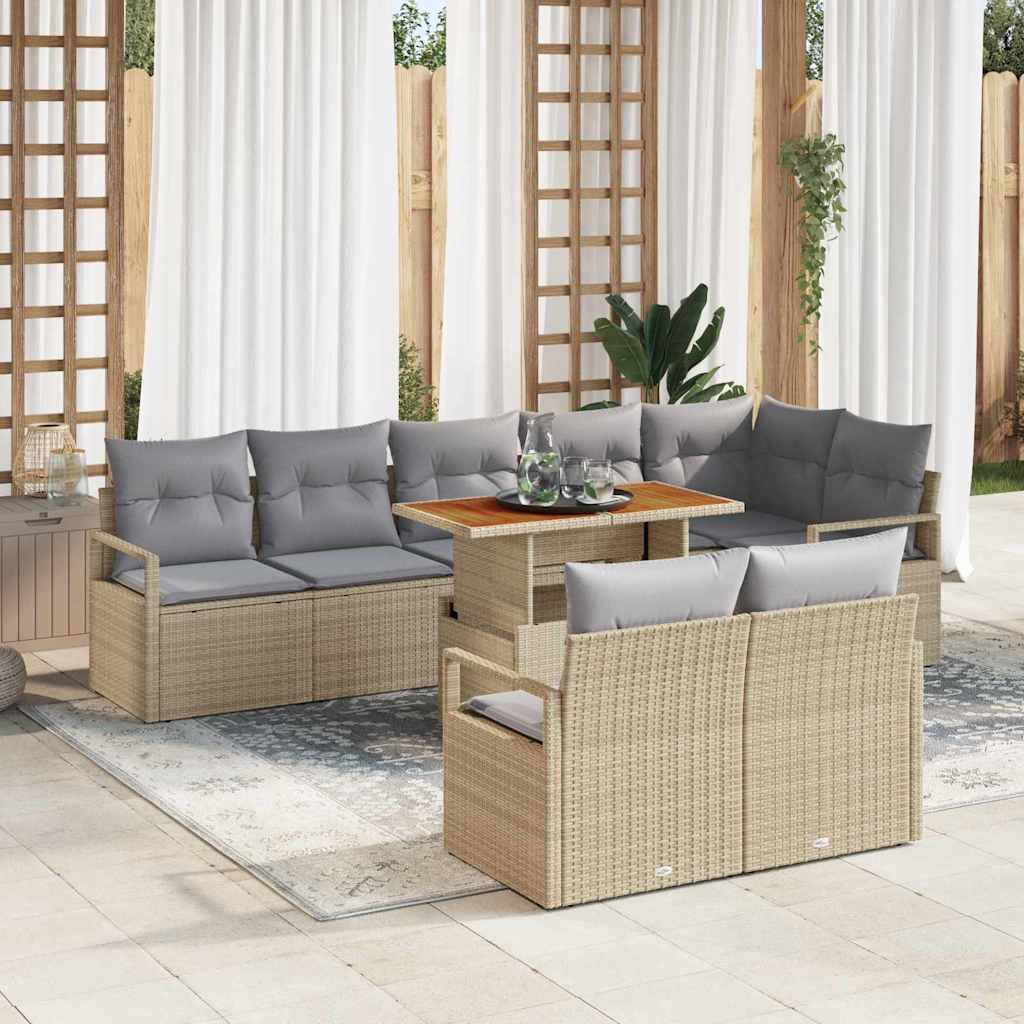 Garten-Sofa-Set mit Kissen mit Kissen 9 pcs Beige und Grau