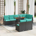 Garten Essgruppe mit Kissen 9 pcs Schwarz und Teal