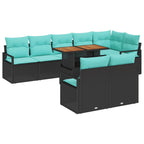 Garten Essgruppe mit Kissen 9 pcs Schwarz und Teal