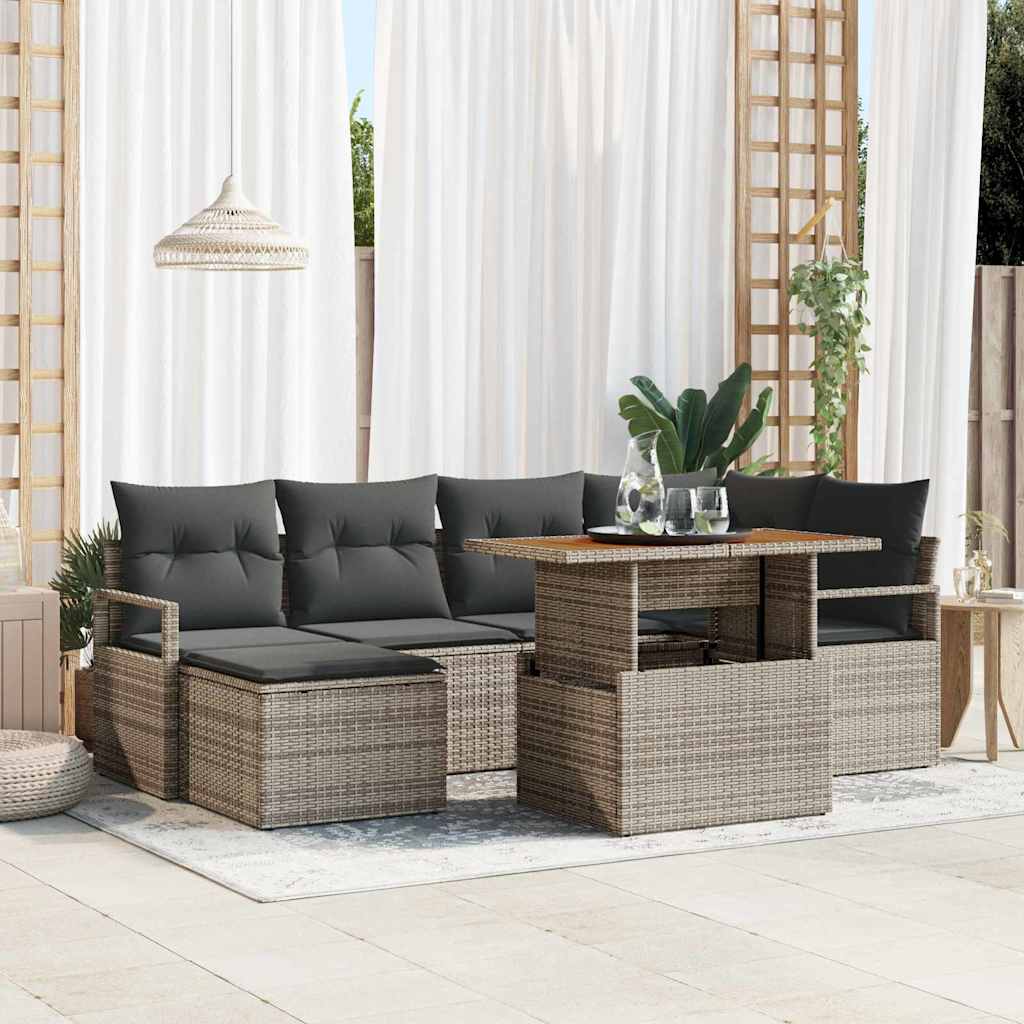 Garten Essgruppe mit Kissen 7 pcs Grau und Braun