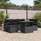 Garten Essgruppe mit Kissen 7 pcs Schwarz und Braun