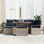Garten Essgruppe mit Kissen 7 pcs Grau und Marineblau