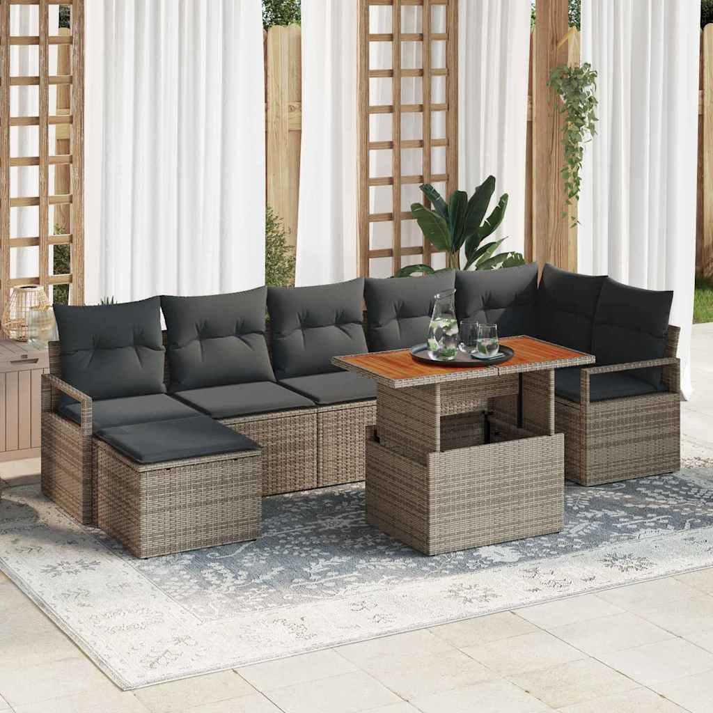 Garten Essgruppe mit Kissen 8 pcs Grau und Braun