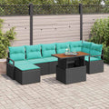 Garten Essgruppe mit Kissen 8 pcs Schwarz und Teal