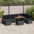 Garten-Sofa-Set mit Kissen 9 pcs Schwarz und Braun