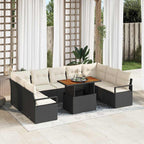 Garten-Sofa-Set mit Kissen 10 pcs Schwarz und Creme