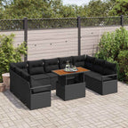Garten-Sofa-Set mit Kissen 10 pcs Schwarz und Braun