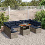 Garten-Sofa-Set mit Kissen 10 pcs Grau und Marineblau