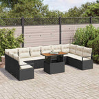 Garten-Sofa-Set mit Kissen 11 pcs Schwarz und Creme