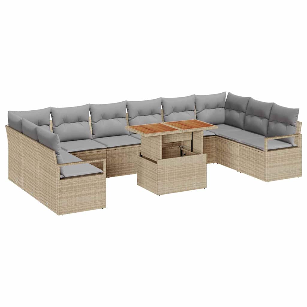 Garten-Sofa-Set mit Kissen 11 pcs Beige und Grau