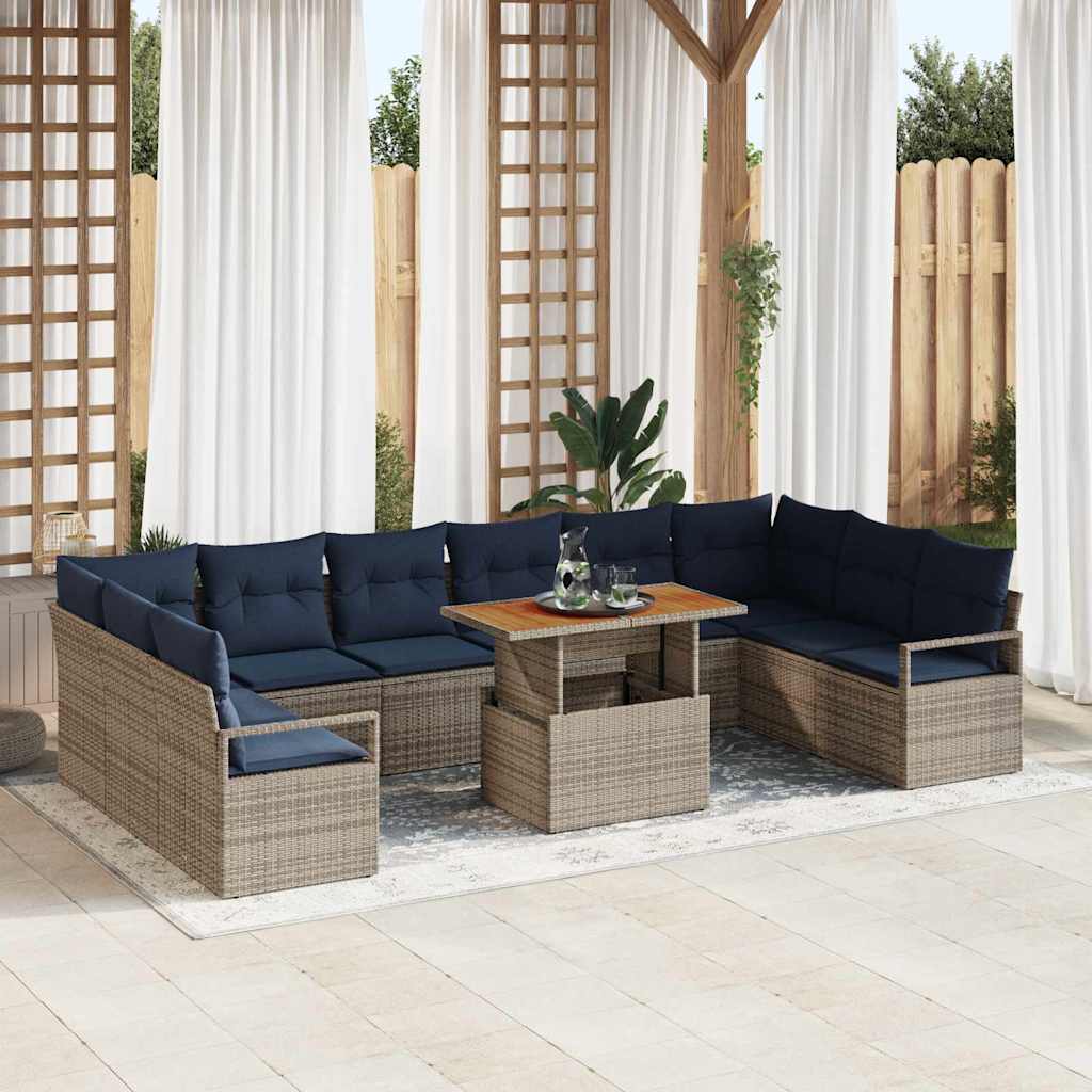 Garten Essgruppe mit Kissen 11 pcs Grau und Marineblau