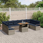 Garten Essgruppe mit Kissen 11 pcs Grau und Marineblau