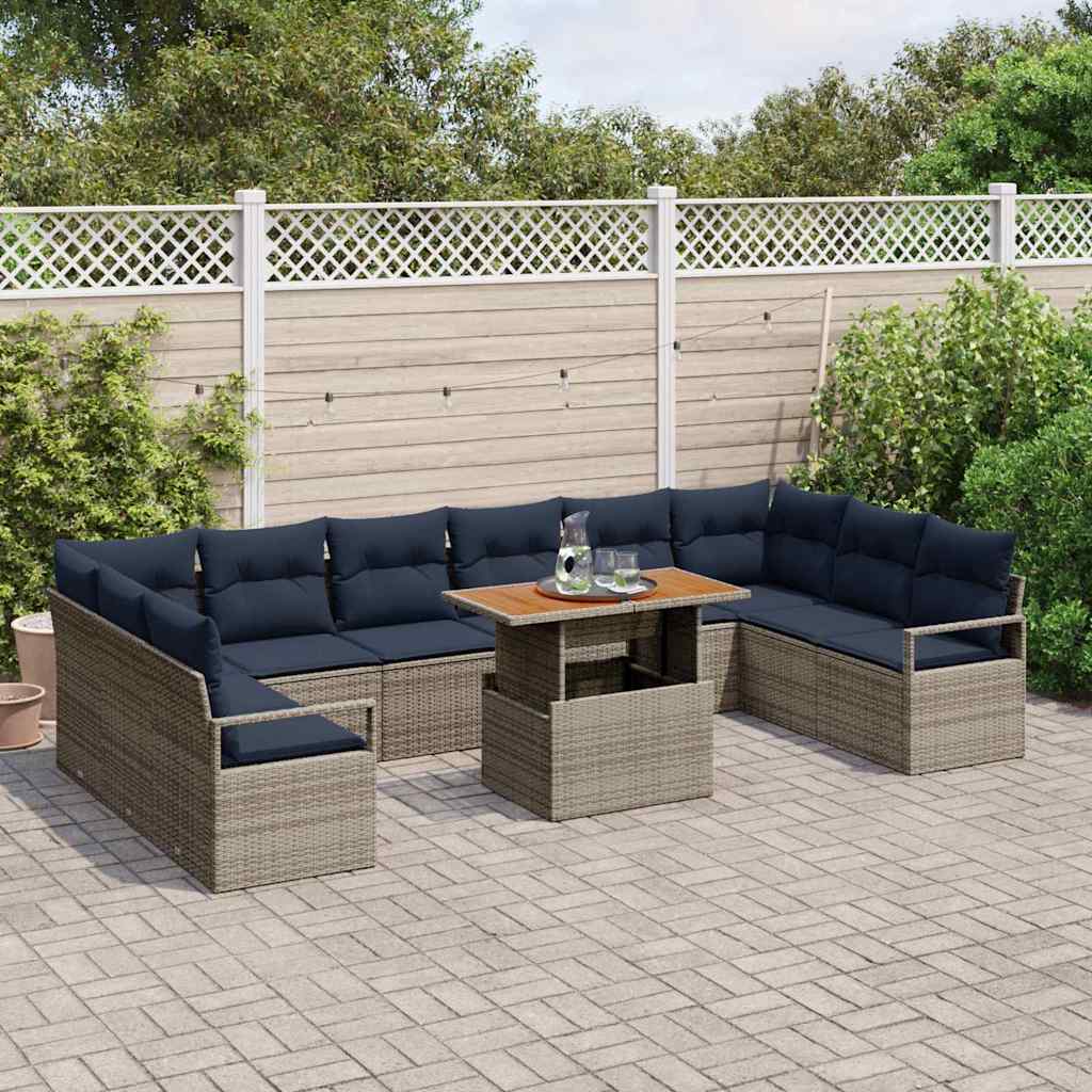 Garten Essgruppe mit Kissen 11 pcs Grau und Marineblau