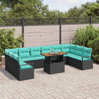 Garten Essgruppe mit Kissen 11 pcs Schwarz und Teal