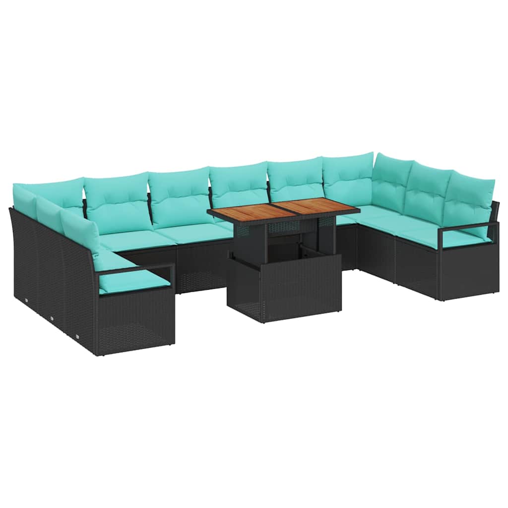 Garten Essgruppe mit Kissen 11 pcs Schwarz und Teal