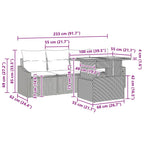 Garten-Sofa-Set mit Kissen 5 pcs Grau Poly Rattan