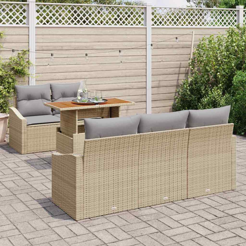 Garten Essgruppe mit Kissen 6 pcs Beige und Grau