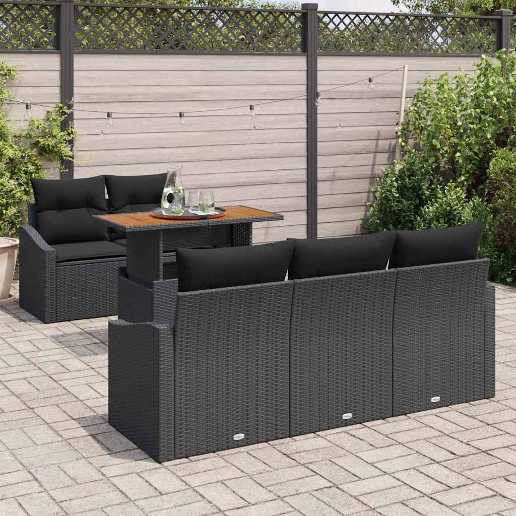 Garten Essgruppe mit Kissen 6 pcs Schwarz und Braun