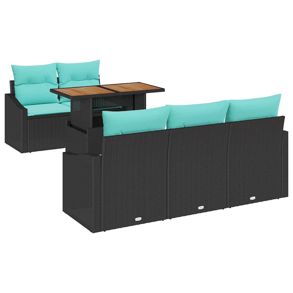Garten Essgruppe mit Kissen 6 pcs Schwarz und Teal
