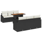Garten-Sofa-Set mit Kissen mit Kissen 7 pcs Schwarz und Creme