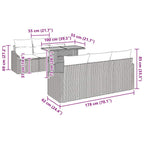 Garten-Sofa-Set mit Kissen mit Kissen 7 pcs Grau und Braun
