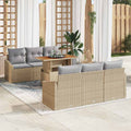 Garten-Sofa-Set mit Kissen mit Kissen 7 pcs Beige und Grau