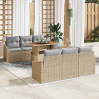 Garten-Sofa-Set mit Kissen mit Kissen 7 pcs Beige und Grau