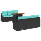 Garten Essgruppe mit Kissen 7 pcs Schwarz und Teal