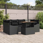 Garten Essgruppe mit Kissen 7 pcs Schwarz und Braun