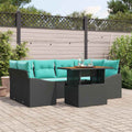 Garten Essgruppe mit Kissen 7 pcs Schwarz und Teal