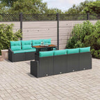 Garten-Sofa-Set mit Kissen 9 pcs Schwarz und Teal