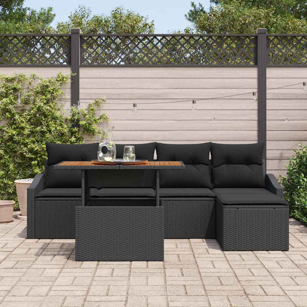 Garten Essgruppe mit Kissen 6 pcs Schwarz und Braun