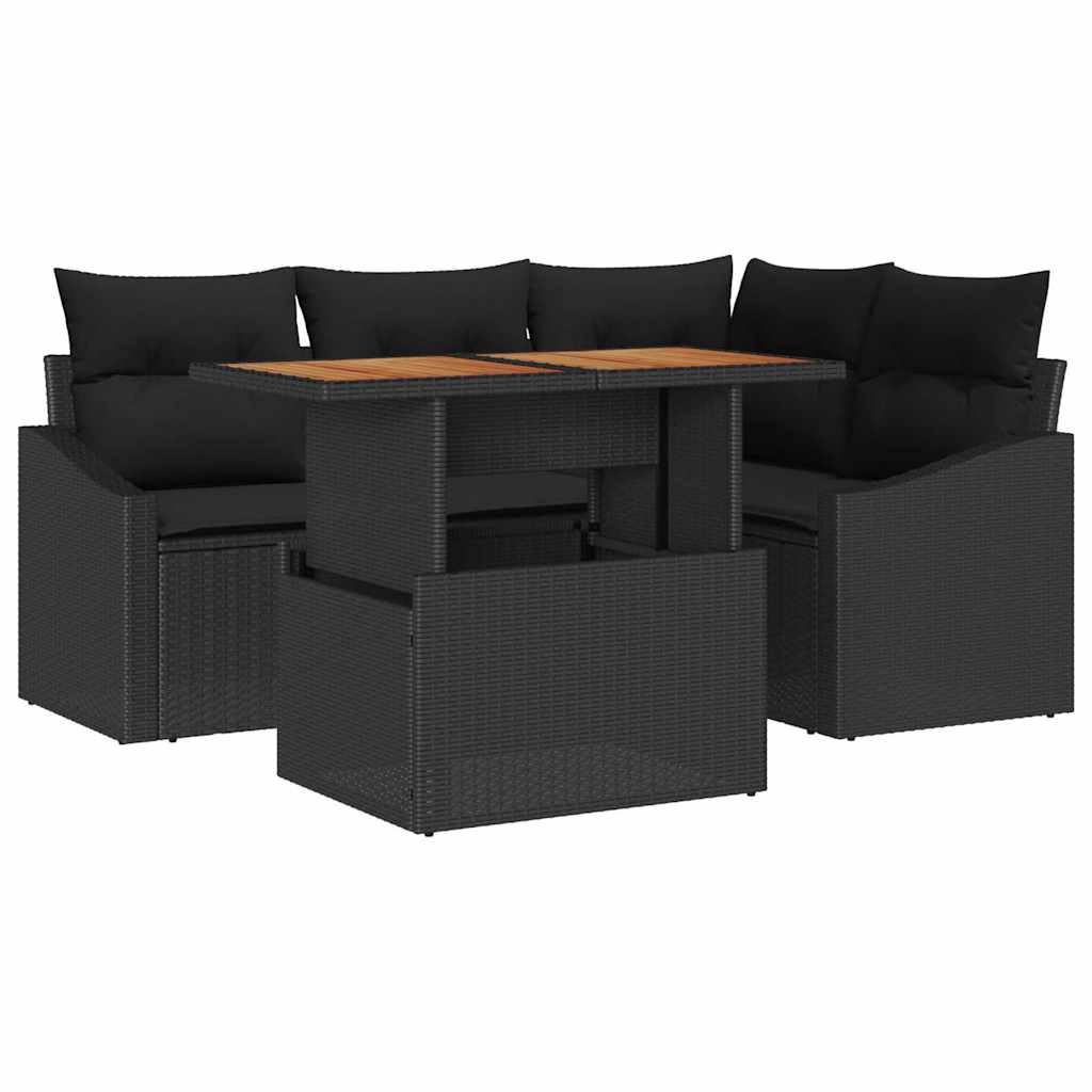 Garten Essgruppe mit Kissen 5 pcs Schwarz und Braun
